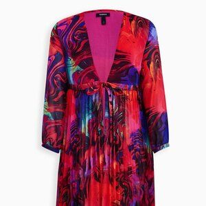 Torrid Chiffon Pleated Long Sleeve Kimono